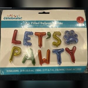 Pet Dog Party Celebration Birthday Colorful Balloon Banner Let's Pawty Blow Up